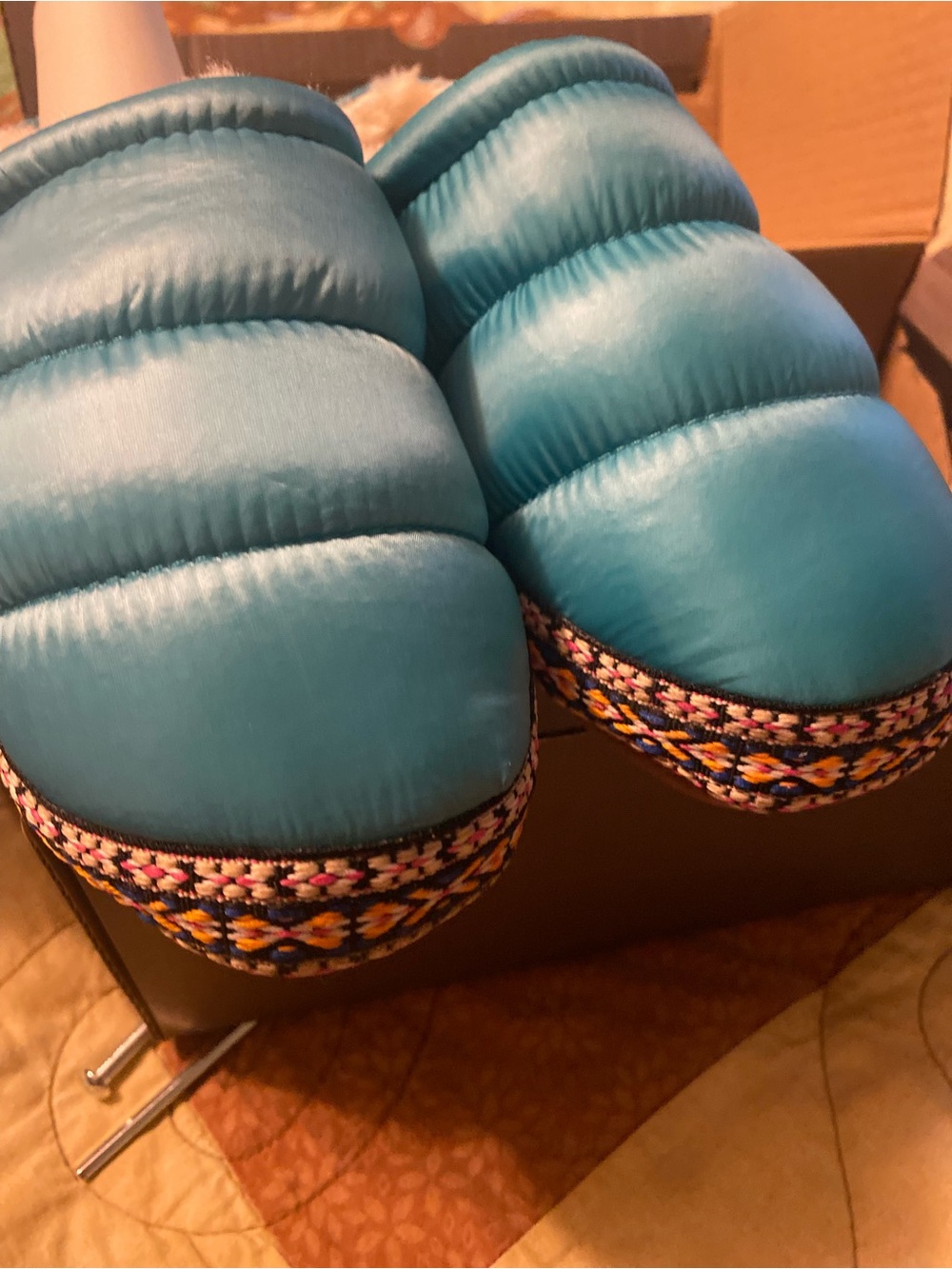 Ariat Kids Teal Quilted Slip-On Slippers